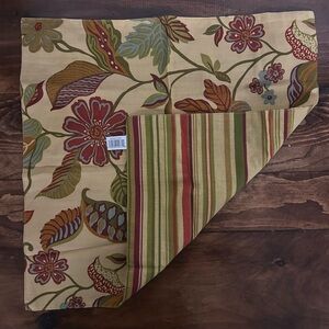 Floral and Striped Reversible Table Square